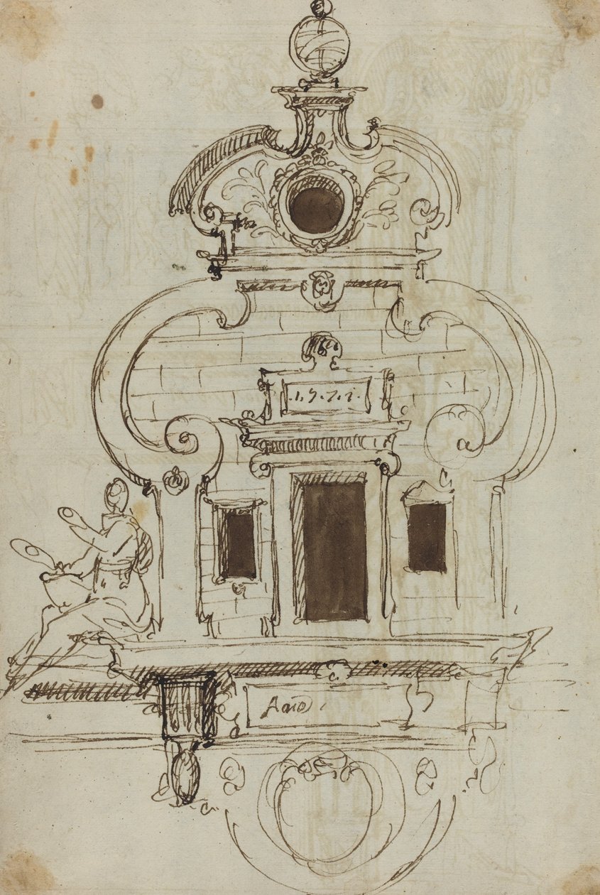 Wandmonument met een Armillairsfeer (verso) door German or Austrian 16th Century