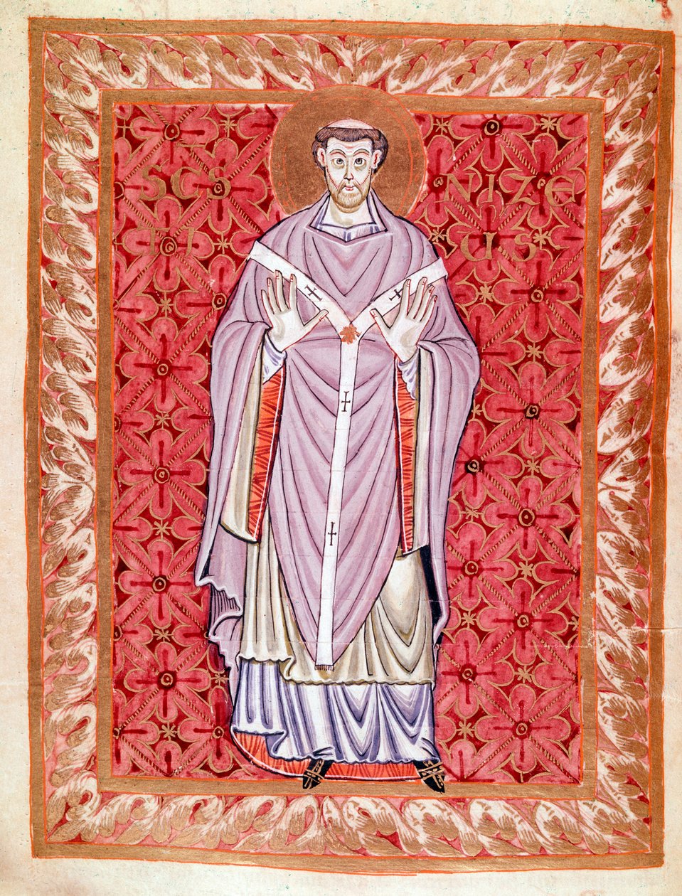 Afbeelding van Sint Nizier van Lyon (513-573) Miniatuur van de Codex van Egbert (Codex Egberti) door de school van Reichenau, rond 980 door German School