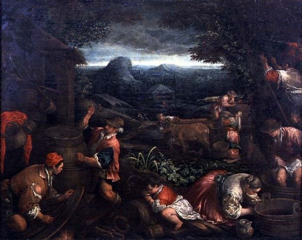 De Druivenoogst door Gerolamo Bassano