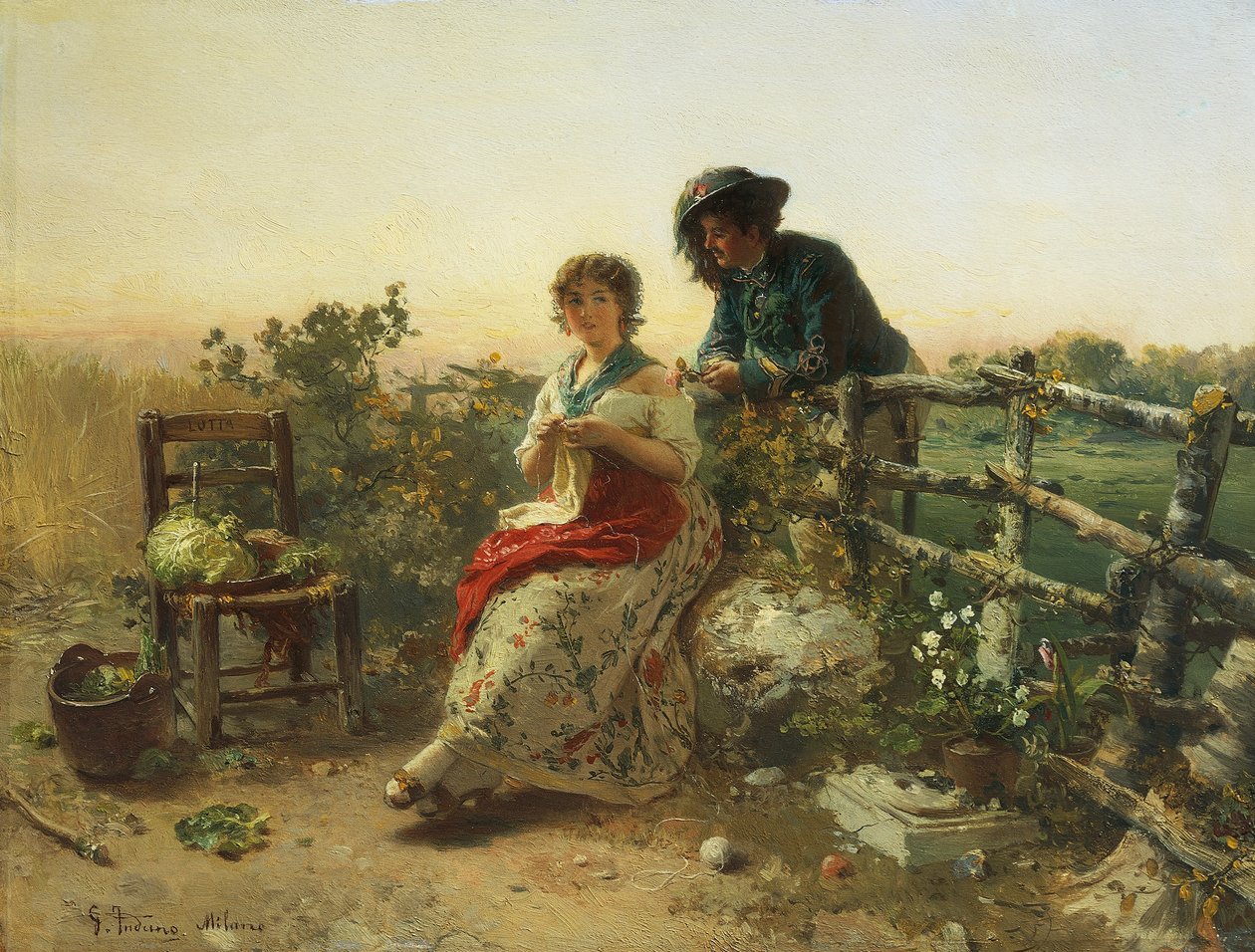 In vredestijd, door Gerolamo Induno, circa 1880 door Gerolamo Induno