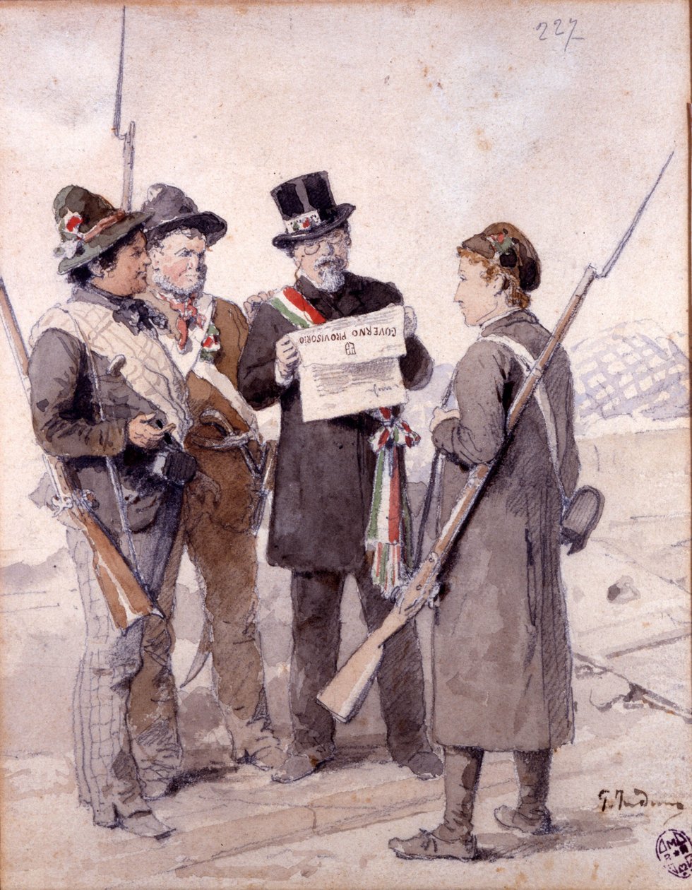 Risorgimento: De Vijf Dagen van Milaan (Cinque giornate di Milano) (18-22 maart 1848): dit is een van de eerste episodes van de Revoluties van 1848 (onderdeel van de Eerste Italiaanse Onafhankelijkheidsoorlog) die de opkomst van de Milanese bevolking zag door Gerolamo Induno