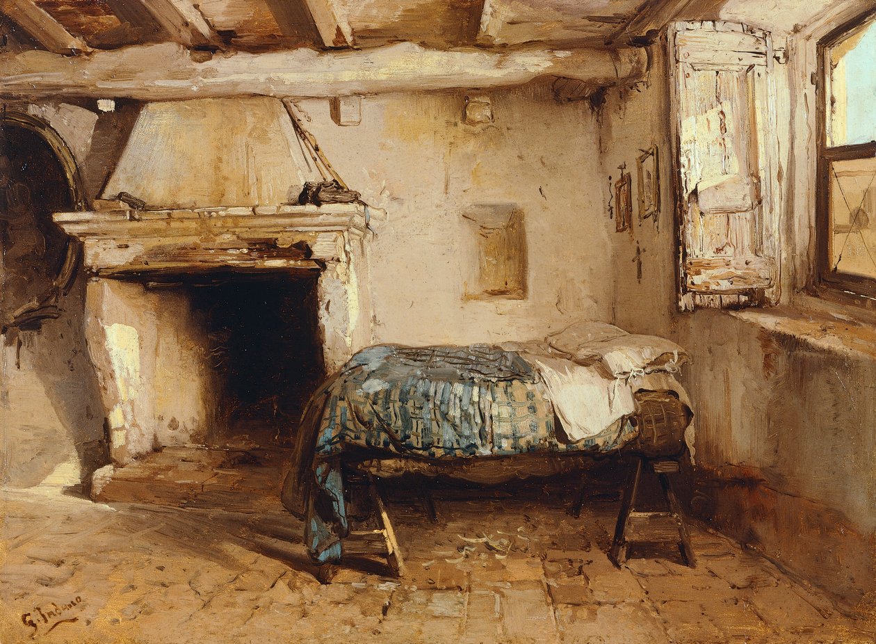 Rustiek interieur, door Gerolamo Induno door Gerolamo Induno