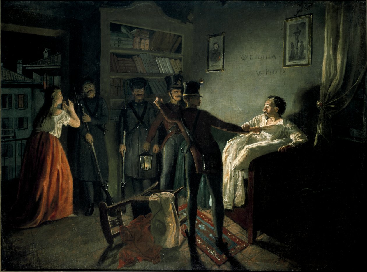 De arrestatie van de patriot Pietro Fortunato Calvi door Gerolamo Induno