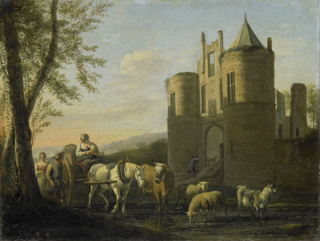 De hoofdingang van Kasteel Egmond door Gerrit Adriaensz Berckheyde