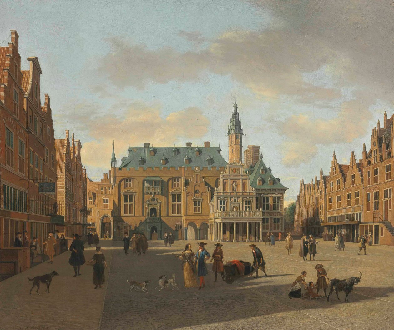 De Grote Markt en het stadhuis, Haarlem, gezien vanuit het oosten door Gerrit Adriaenszoon Berckheyde