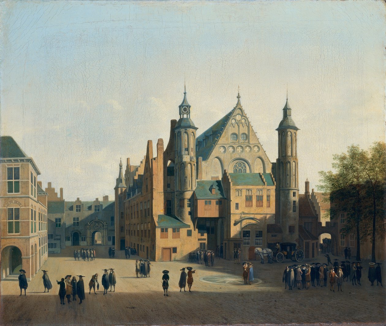 Uitzicht op het Binnennhof in Den Haag door Gerrit Adriaenszoon Berckheyde