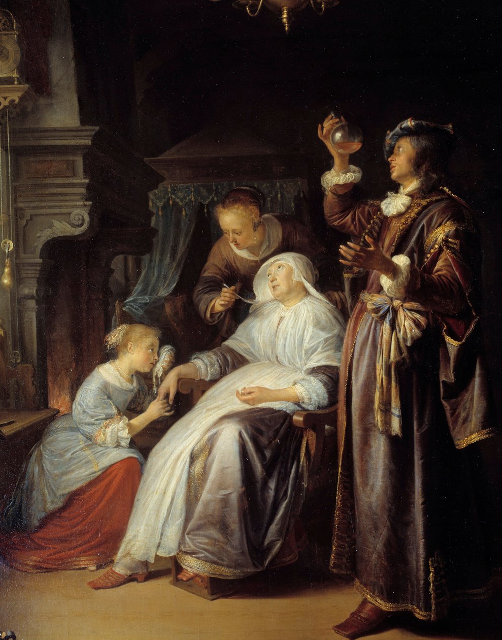 De hydropische vrouw (detail) door Gerrit Dou