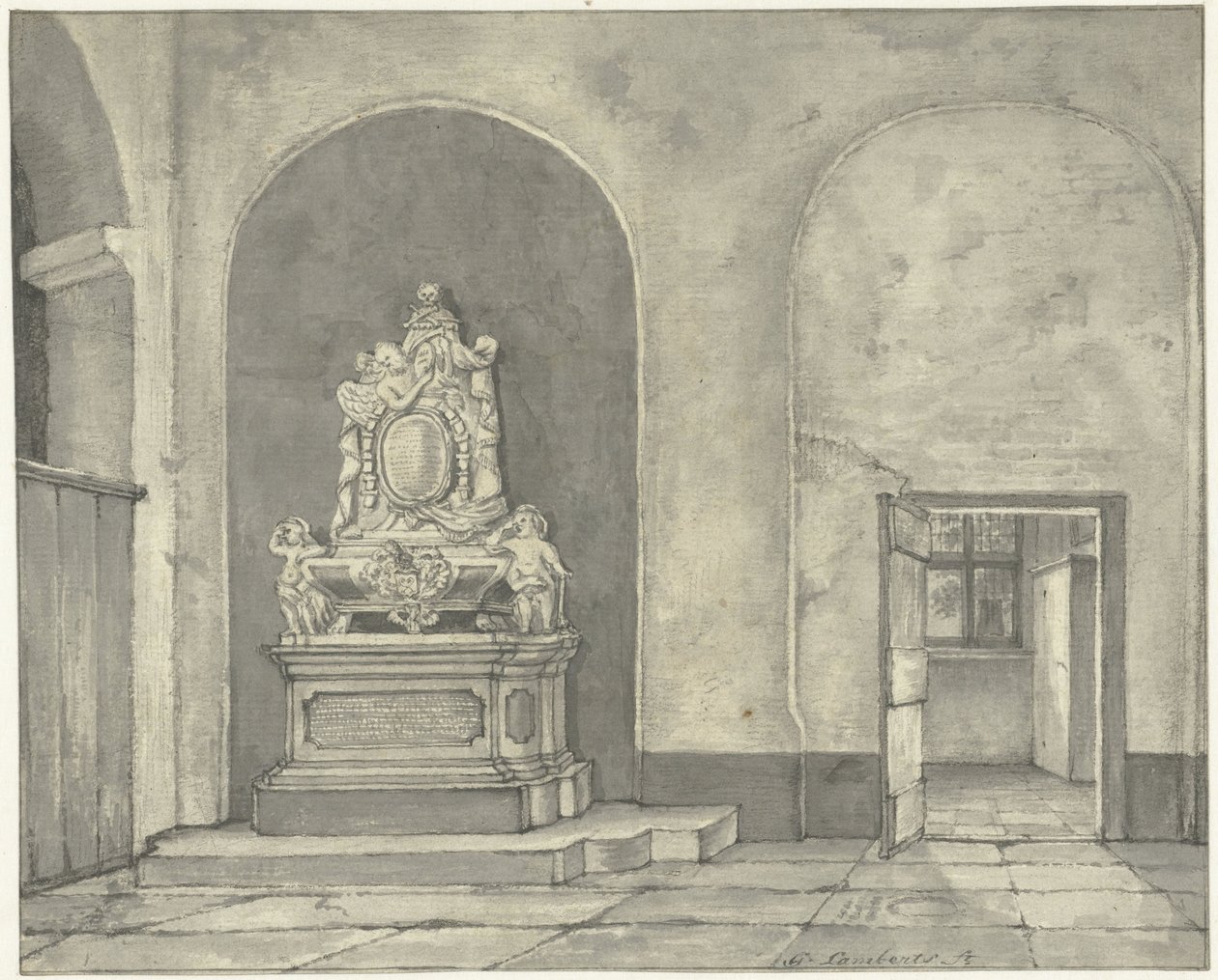 Grafmonument van Balth. Fredericus von Stosch in de Janskerk te Utrecht door Gerrit Lamberts