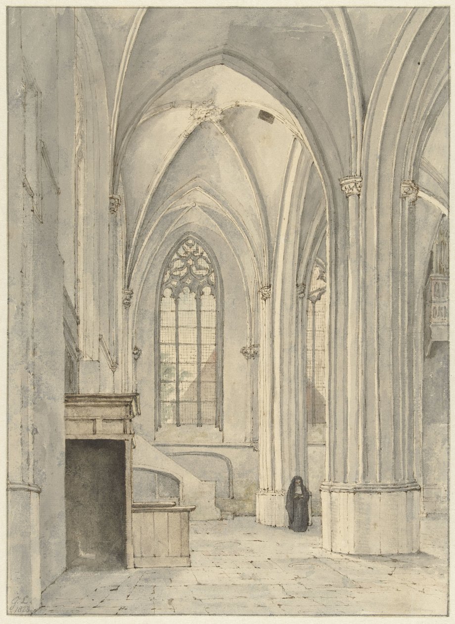 Interieur van de kerk van Rhenen door Gerrit Lamberts