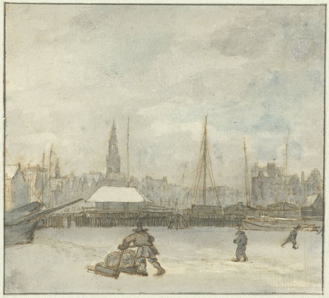 Wintergezicht te Amsterdam door Gerrit Lamberts