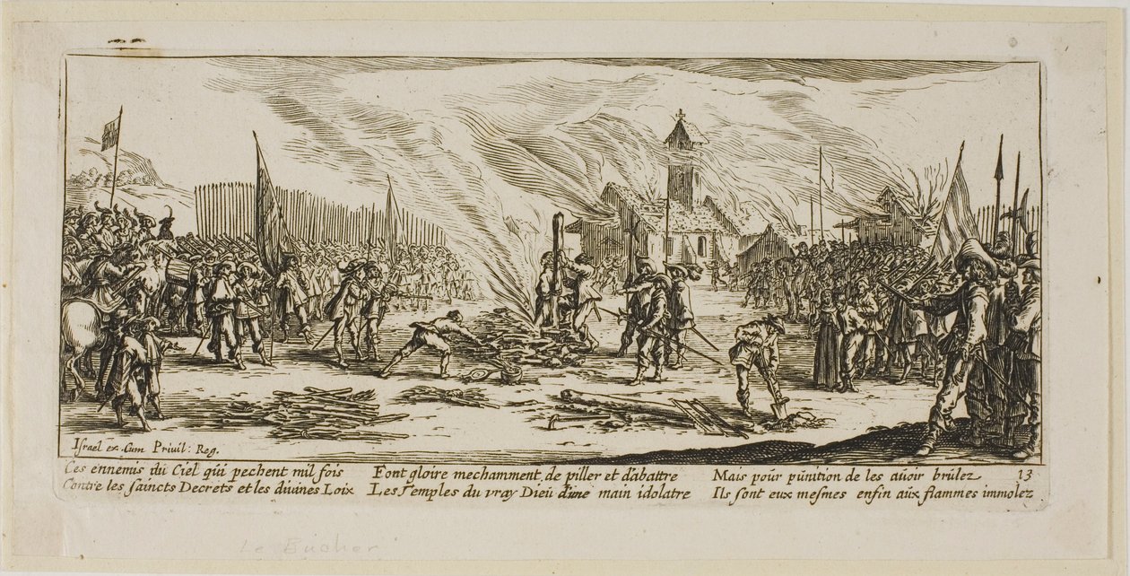 De brandstapel, plaat dertien uit De grote ellende van de oorlog door Gerrit Lucasz van Schagen