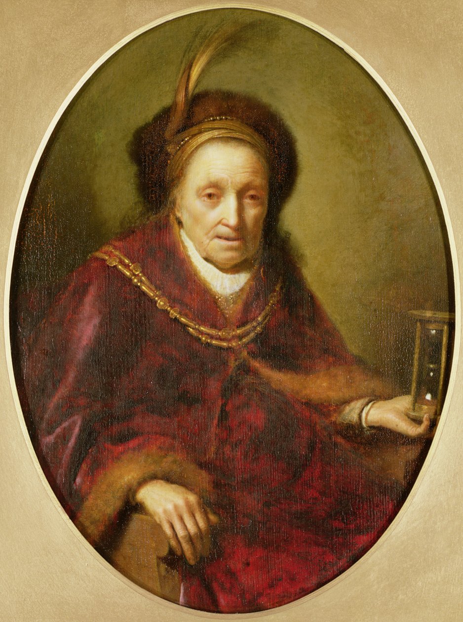 Een Oude Vrouw met een Zandloper door Gerrit Dou