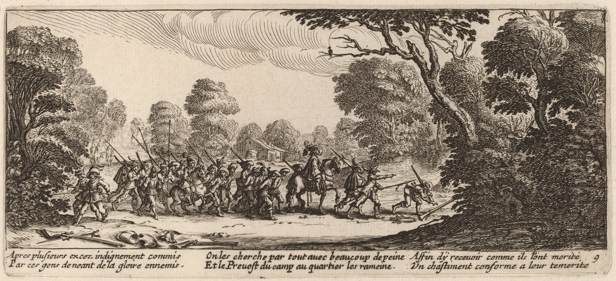 Ontdekking van de Criminele Soldaten door Gerrit van Schagen after Jacques Callot