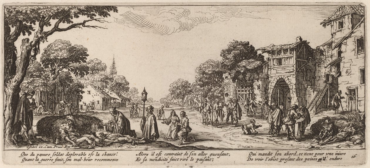 Stervende Soldaten langs de Weg door Gerrit van Schagen after Jacques Callot