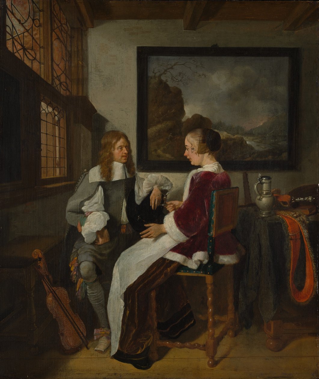 Sentimenteel gesprek, vroege 1660s door Gerritsz Quiringh van Brekelenkam