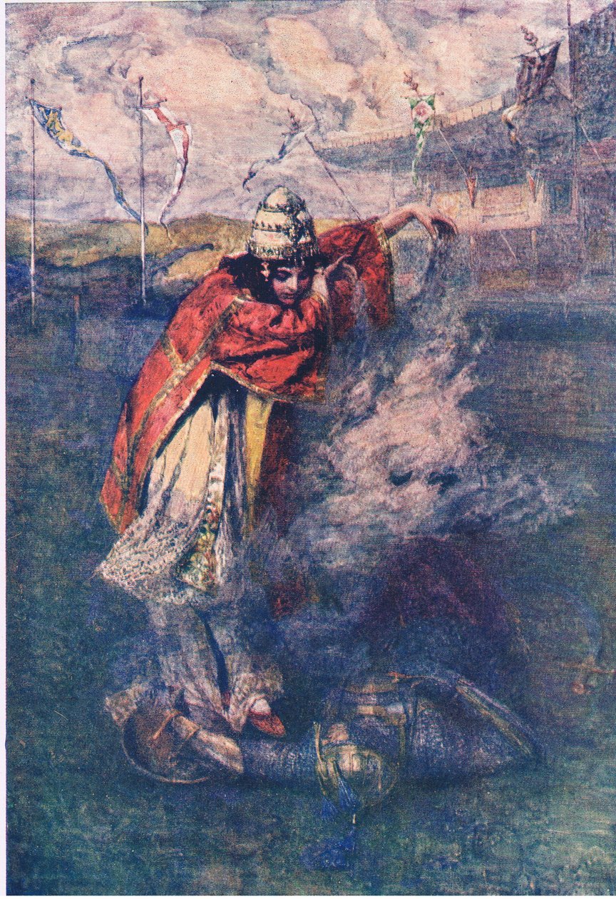 Duessa verdreef de betoverde wolk, verhalen uit de Faerie Queen uitgegeven door George Harrap and Company door Gertrude E. Demain (after) Hammond