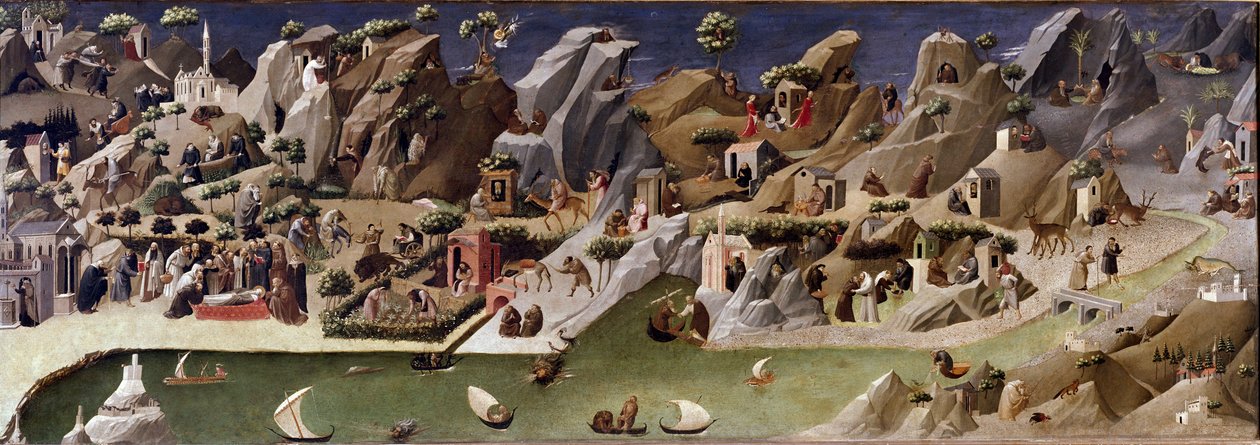 La thebaide des hermits Beschrijving van het leven van kluizenaars in de woestijn door Gherardo Starnina