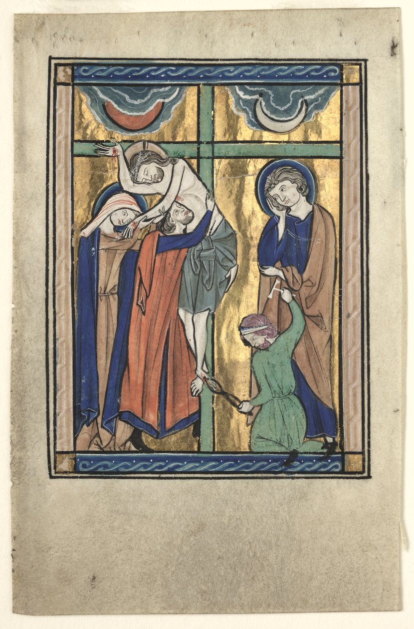 Miniatuur Uitgesneden uit de "Potocki Psalter": De Afzetting door Gherardo Starnina
