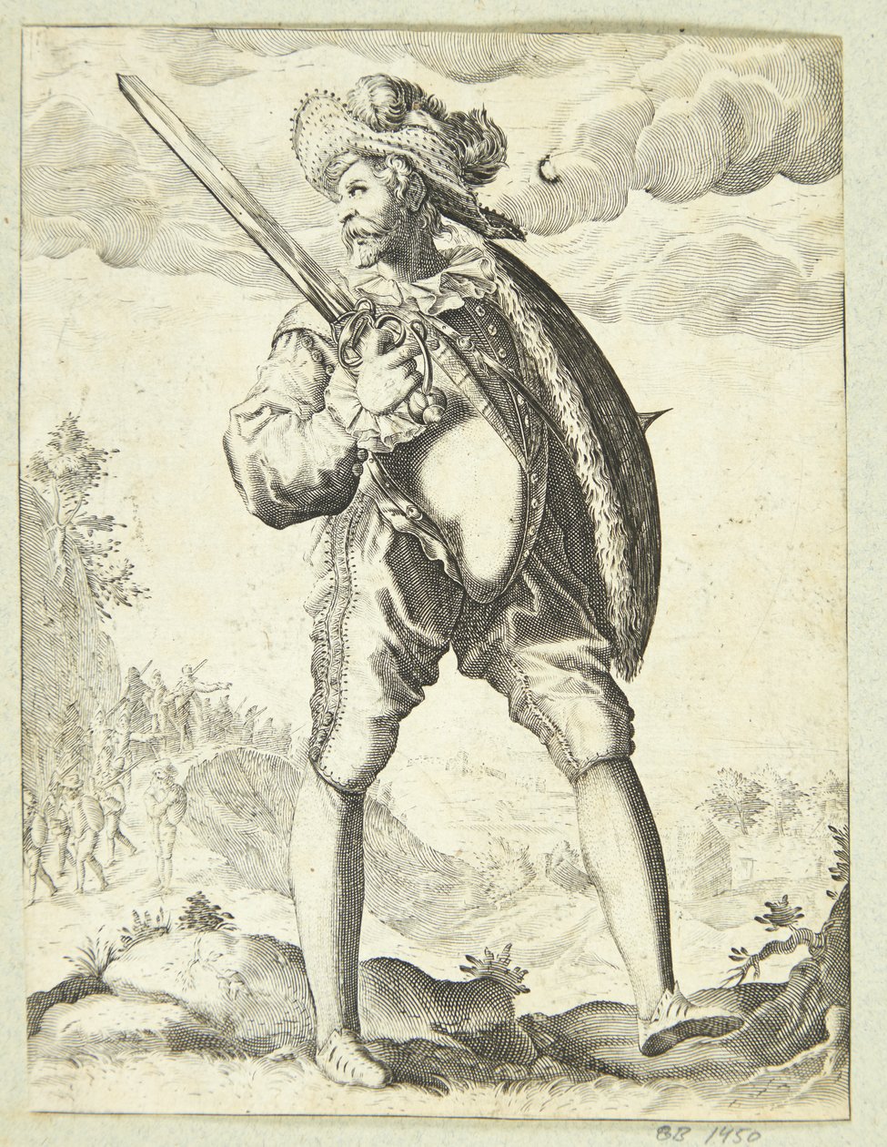 Soldaat gewapend met zwaard en schild door Gheyn, Jacques II de
