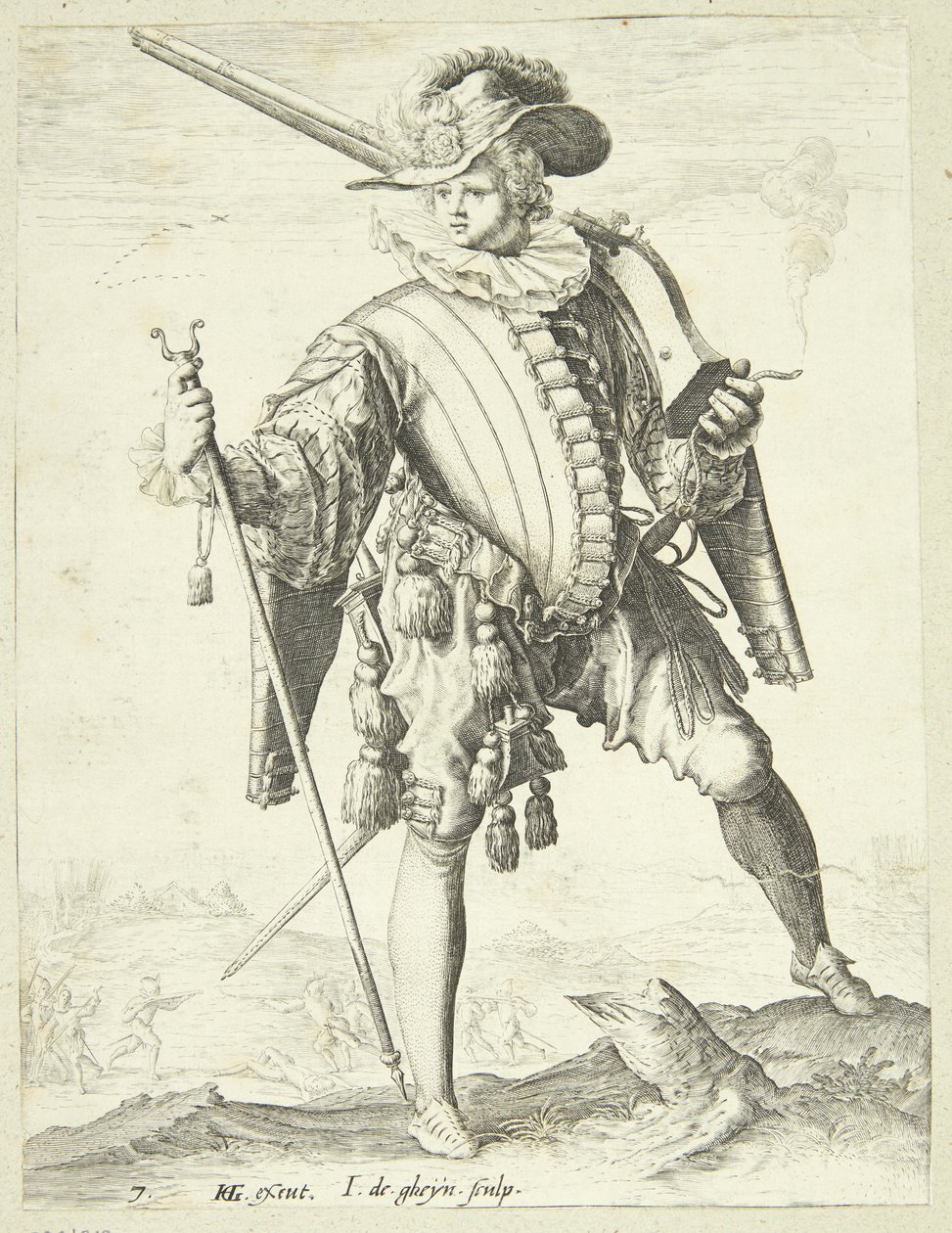 Soldaat met haakbus (arkebus) door Gheyn, Jacques II de