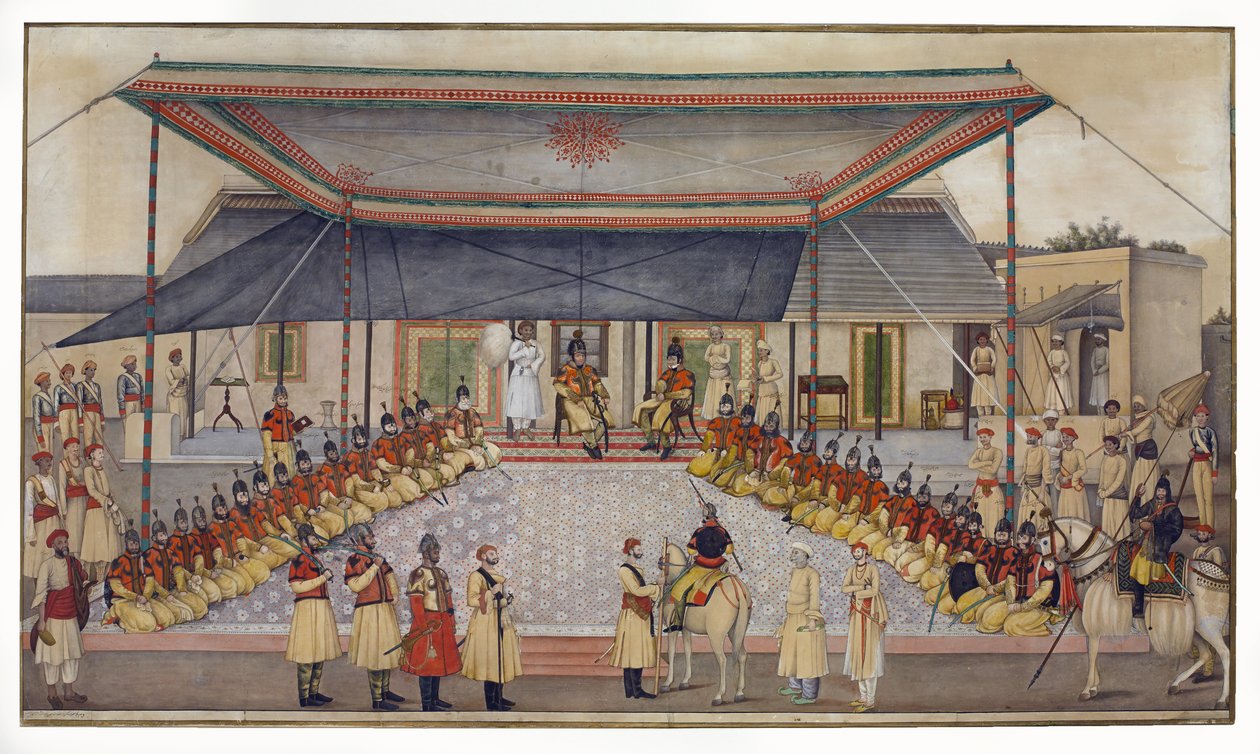 Kolonel James Skinner houdt een Regiments Durbar door Ghulam Ali Khan