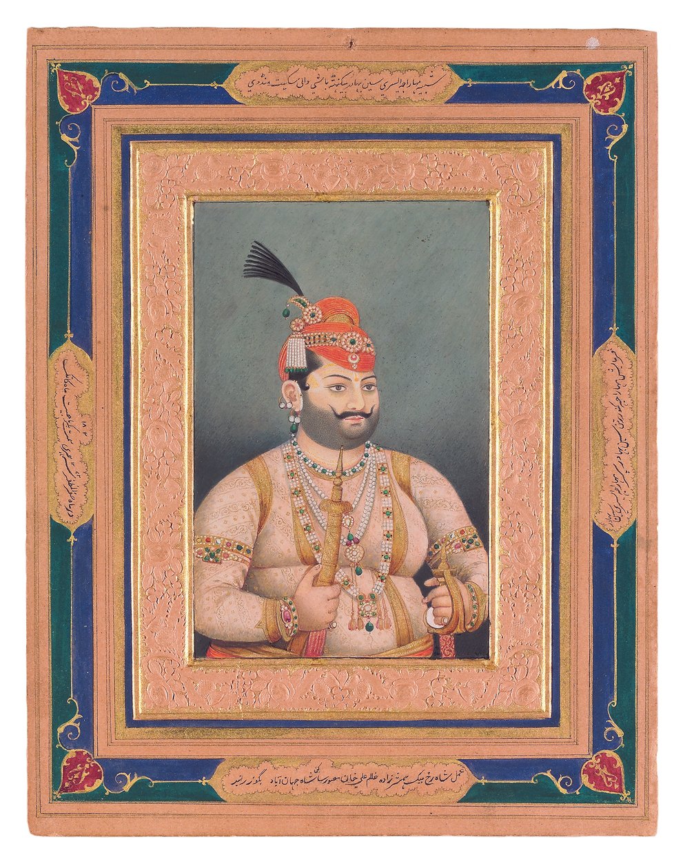Portret van Maharaja Ishwari Sen van Mandi, 1855 door Ghulam Ali Khan
