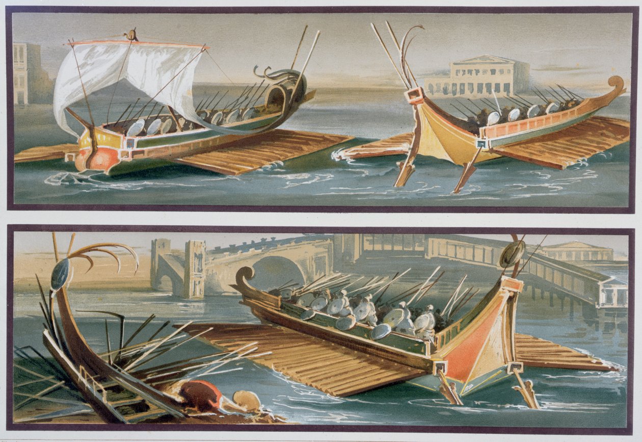 Romeinse Zeilboten en Roeiboten, naar fresco