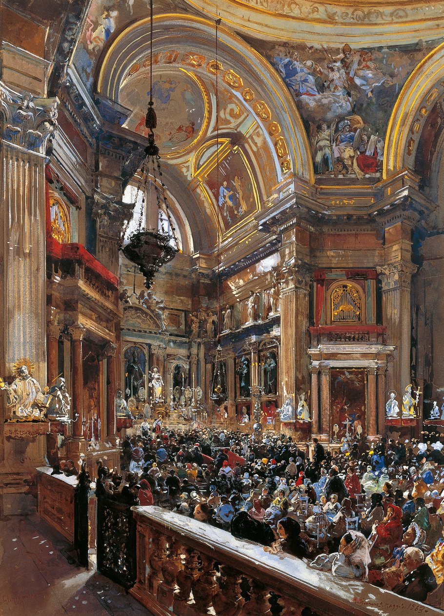 Interieur van de kapel van de Schat van St. Januarius (Schat van San Gennaro) door Giacinto Gigante