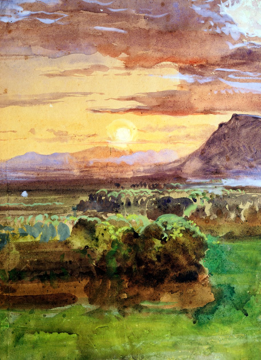 Zonsondergang in Caserta door Giacinto Gigante
