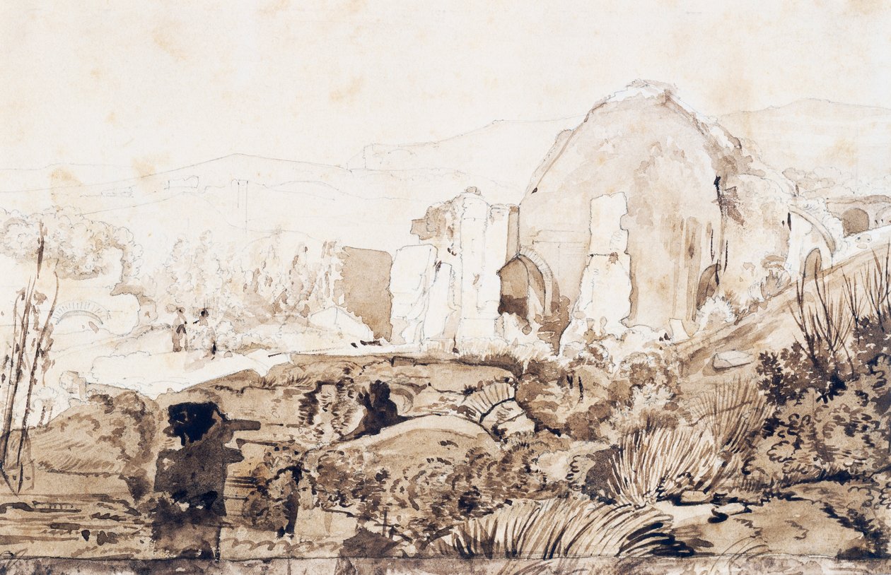 Tempel van Diana in Baia, ca. 1844 door Giacinto Gigante