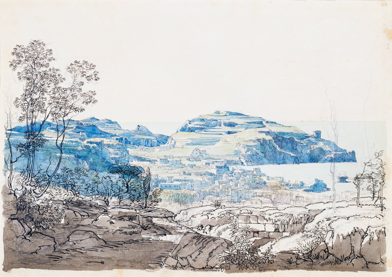 Uitzicht op Ischia (Lacco Ameno), ca. 1845 door Giacinto Gigante