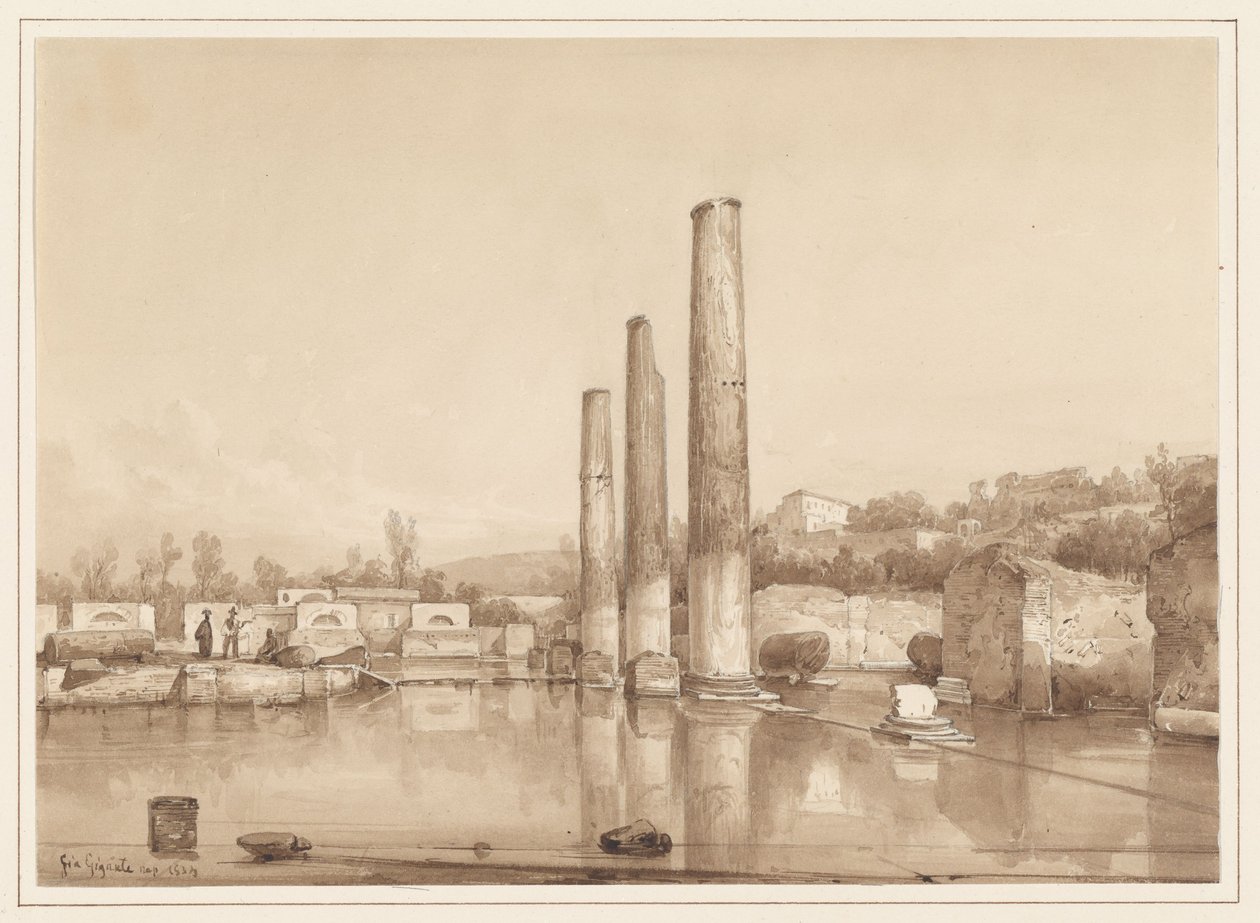 Gezicht op de ruïnes in Pompeï door Giacinto Gigante