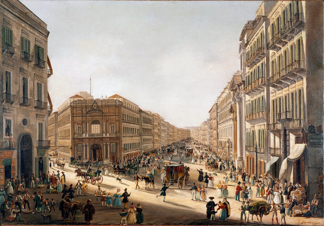Uitzicht op de straat Toledo in Napels. Schilderij door Giacinto Gigante. Napels, Museo Nazionale di San Martino door Giacinto Gigante