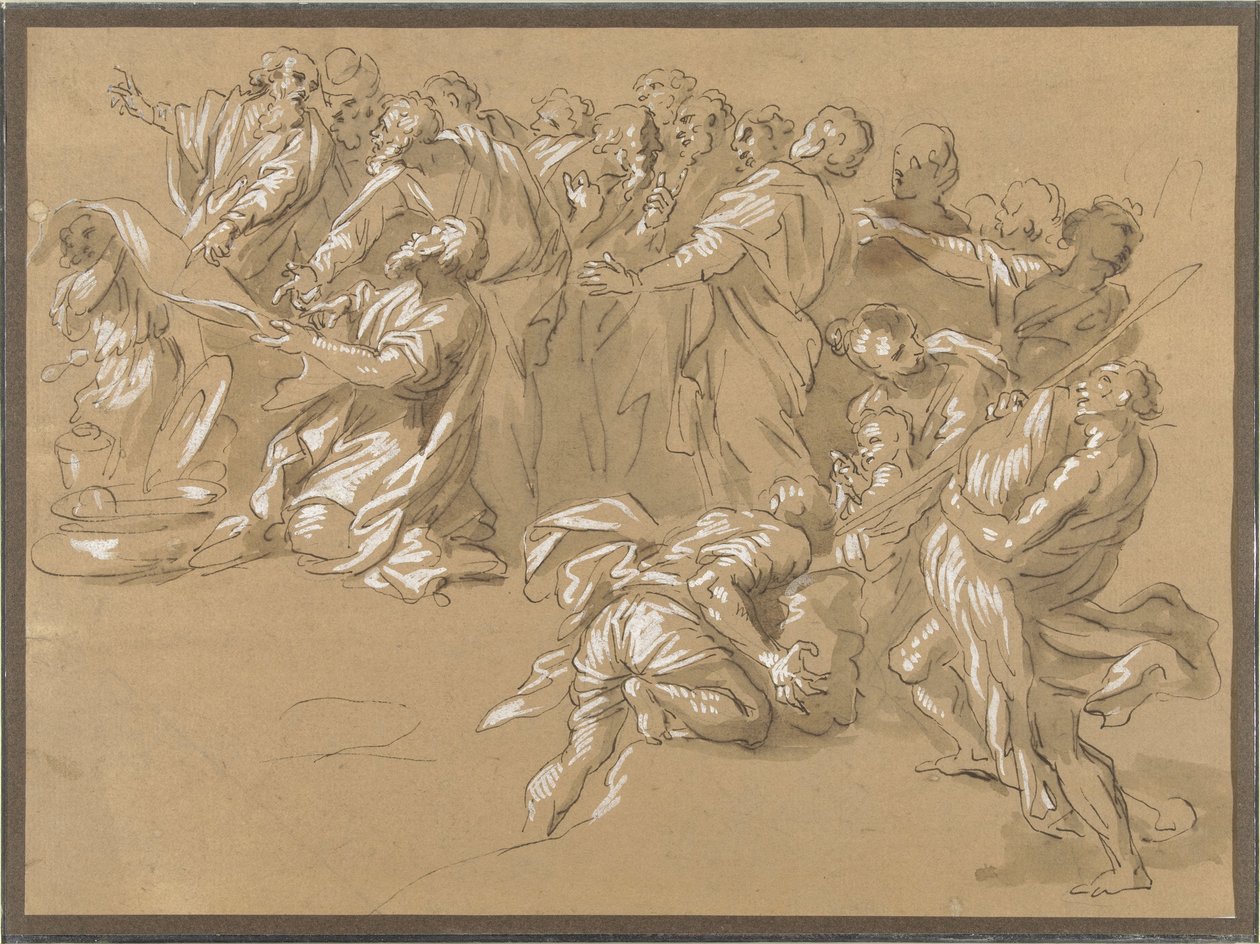 Het vinden van de beker in Benjamins zak (?) door Giacinto Gimignani