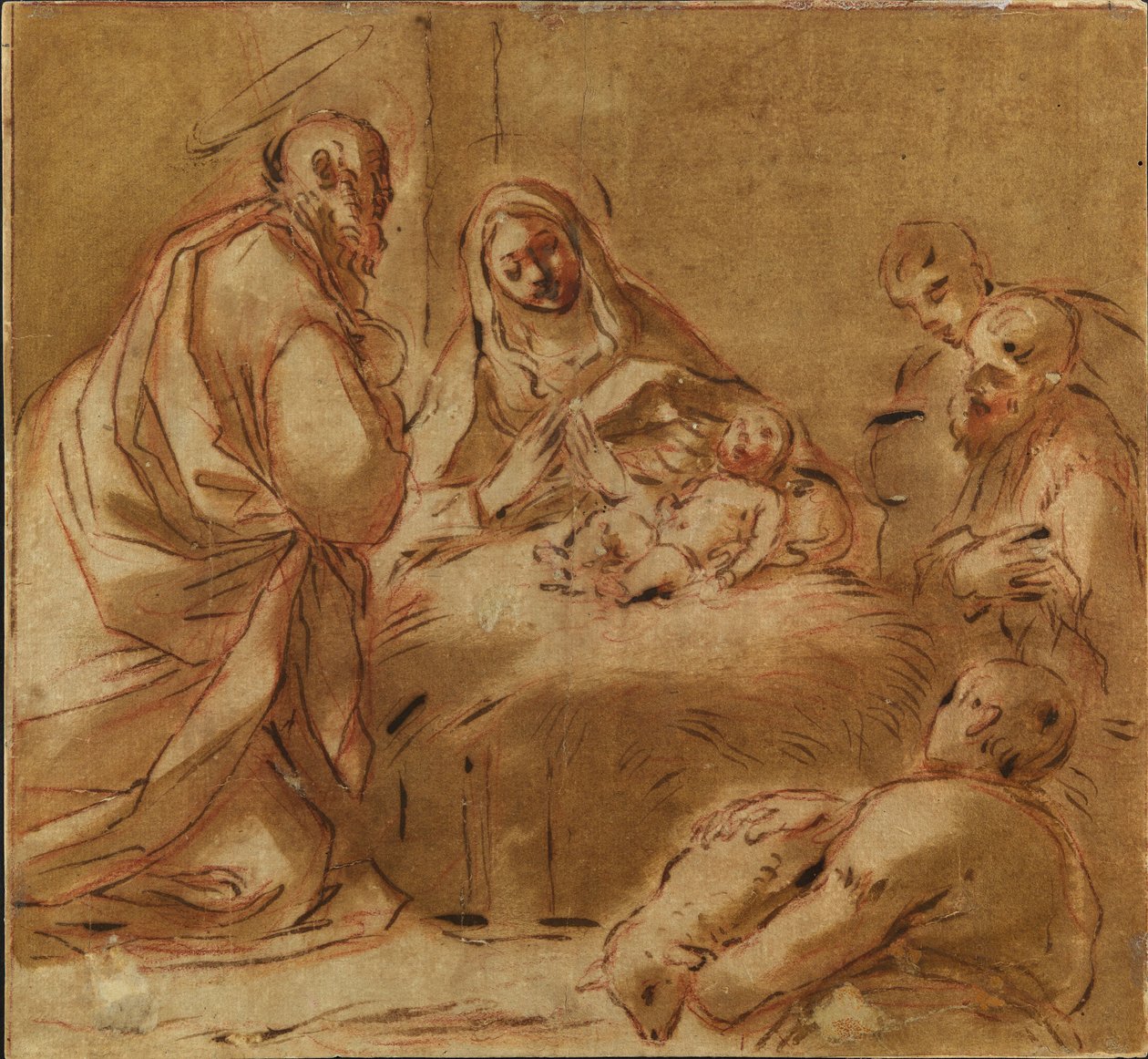 Aanbidding van de herders door Giacomo Cavedone