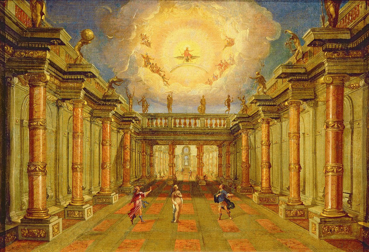 Act II, scène X: de binnenplaats van de koning van Naxos door Giacomo Torelli