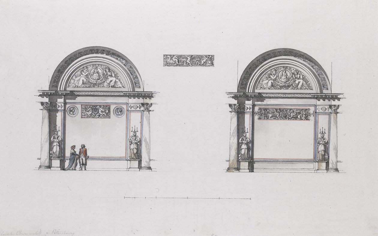 Ontwerp voor het Sheremetev-paleis, Ostankino, ca. 1796 door Giacomo Antonio Domenico Quarenghi