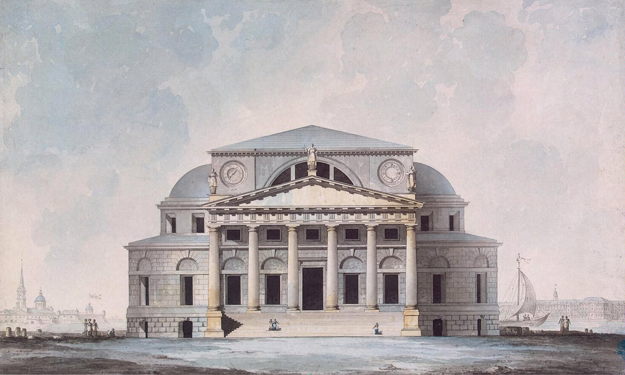 Gevel van het Beursgebouw in Sint-Petersburg, 1783 door Giacomo Antonio Domenico Quarenghi