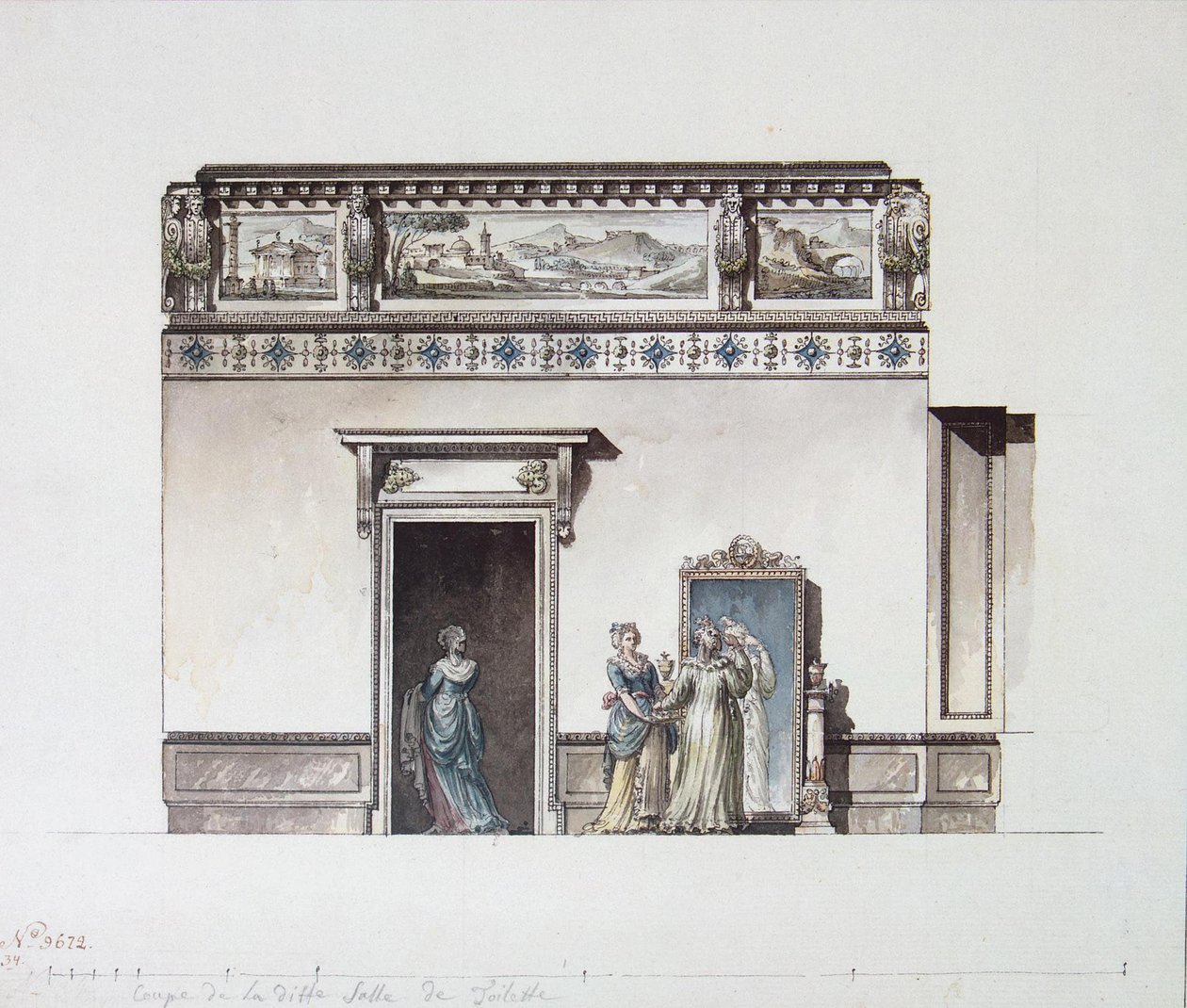Het Pavlovsk Paleis. Ontwerp voor de kleedkamer, Eind 1790s door Giacomo Antonio Domenico Quarenghi