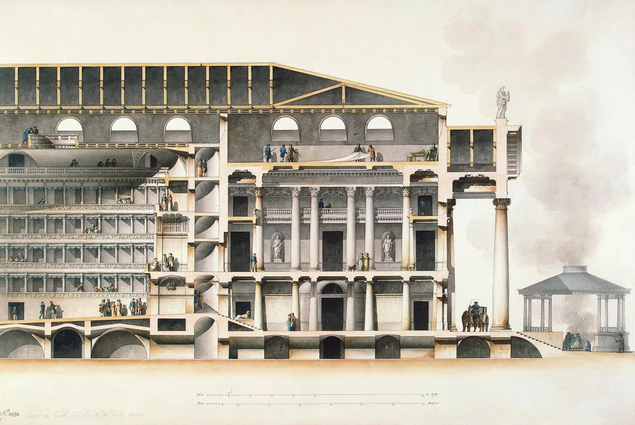 Het Sint-Petersburgse Keizerlijke Bolshoi Kamenny Theater, begin 19e eeuw door Giacomo Antonio Domenico Quarenghi
