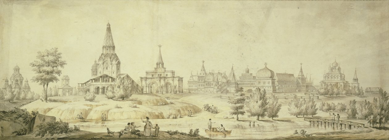 Uitzicht op Kolomenskoye, 1795 door Giacomo Antonio Domenico Quarenghi