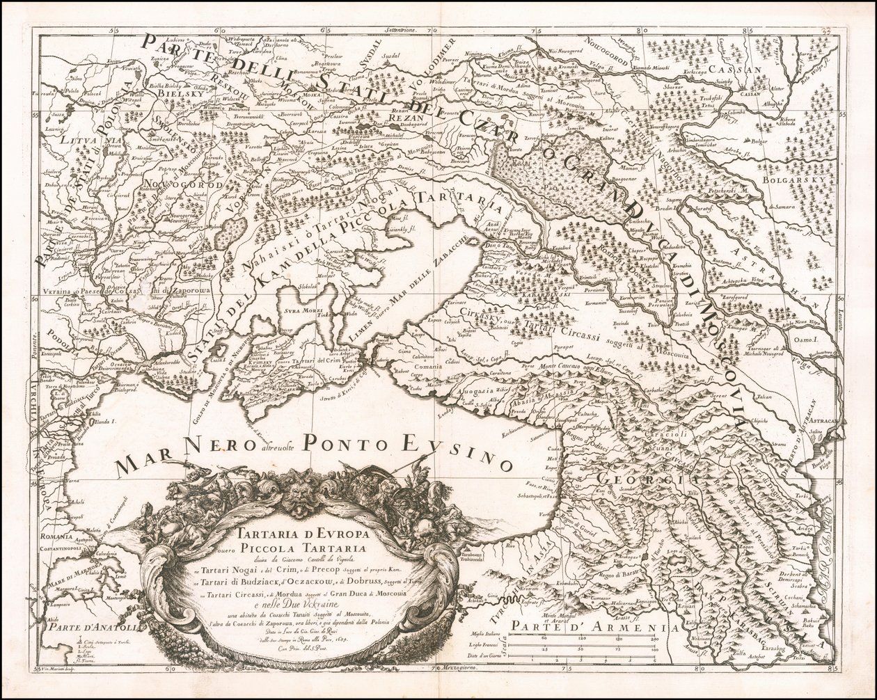 1684 kaart van Klein Tartarije door Giacomo Cantelli da Vignola door Giacomo Cantelli