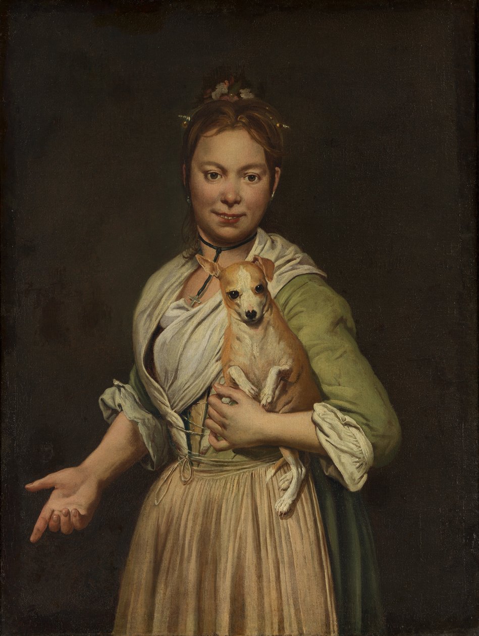 Een Vrouw met een Hond, 1740s door Giacomo Ceruti