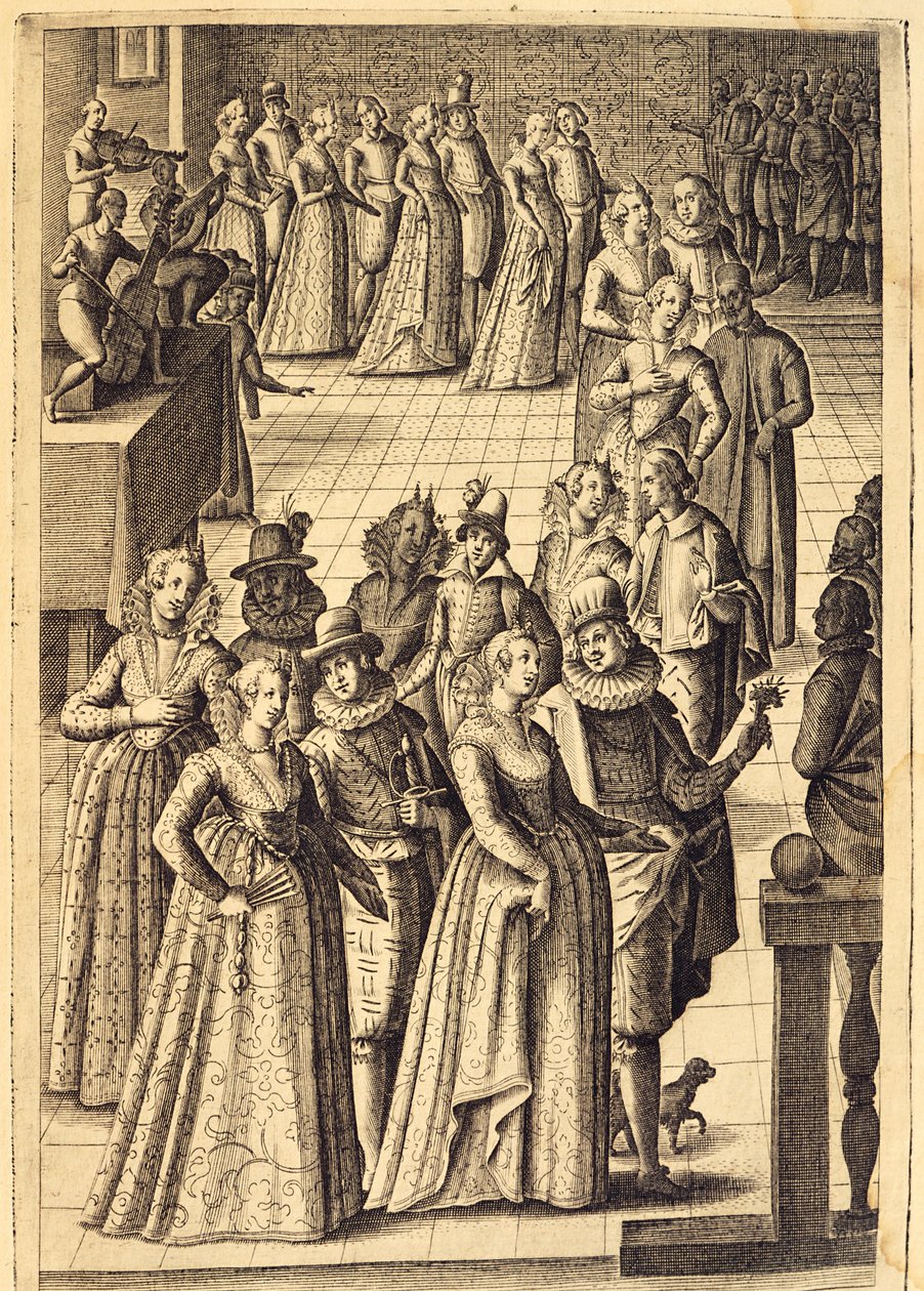 Adel op een receptie, gravure door Giacomo Franco