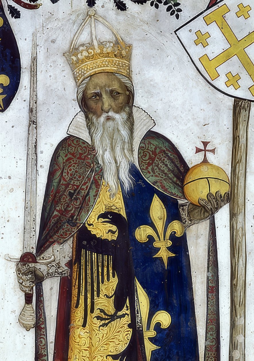 Afbeelding van de markiezen van Saluzzo en hun echtgenotes als historische en mythologische helden en heldinnen (detail) door Giacomo Jaquerio