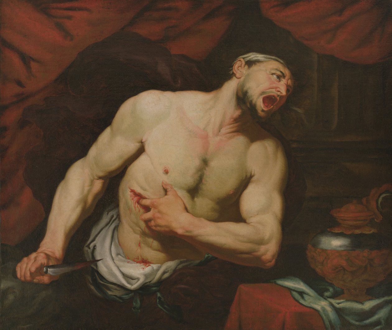 De dood van Cato van Utica door Giambattista Langetti