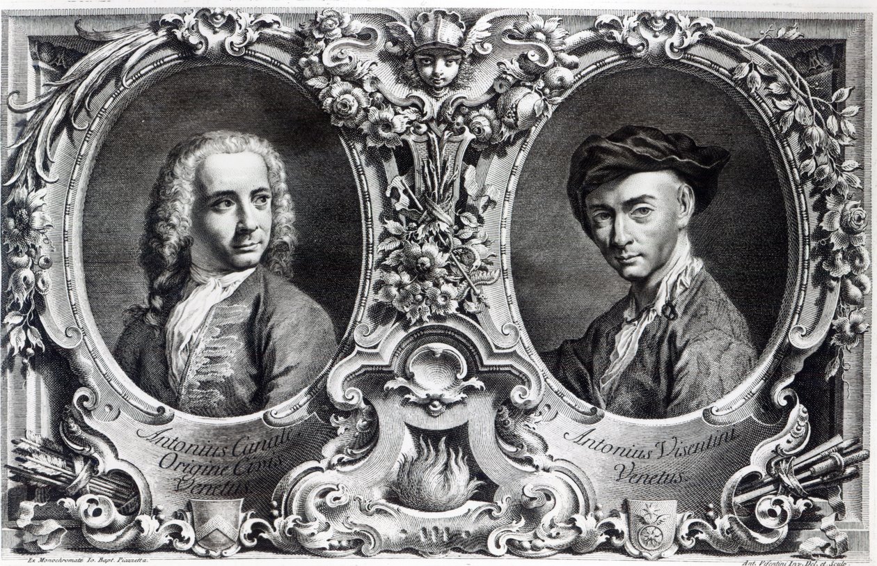 Canaletto en Antonio Visentini, gegraveerd door Visentini door Giambattista Piazzetta