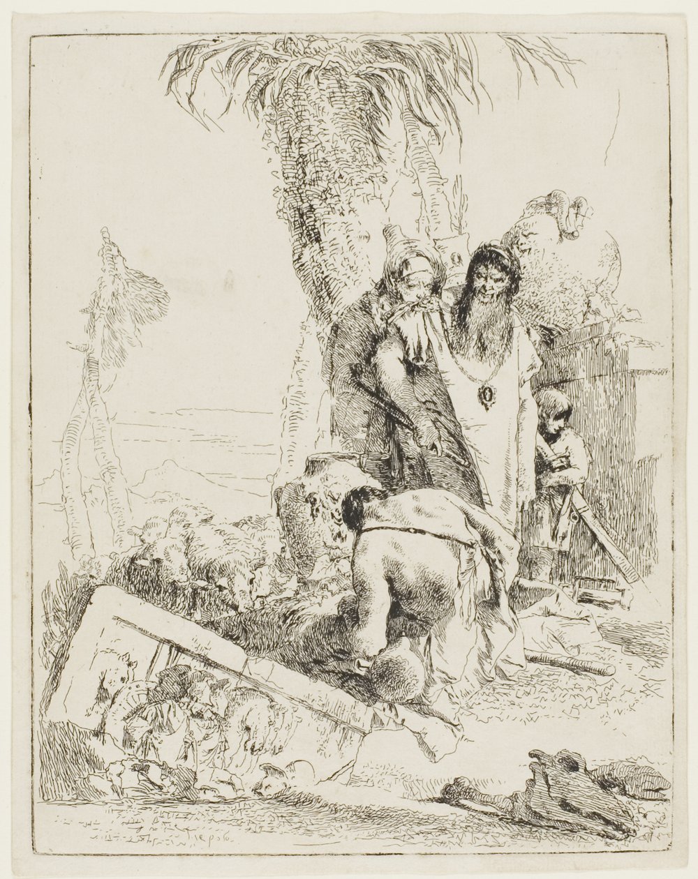 Een herder met twee magiërs, uit Scherzi door Giambattista Tiepolo