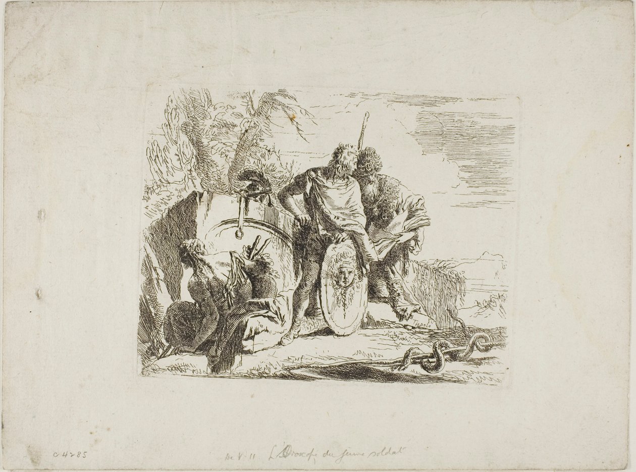 De astroloog en de jonge soldaat, uit Capricci door Giambattista Tiepolo