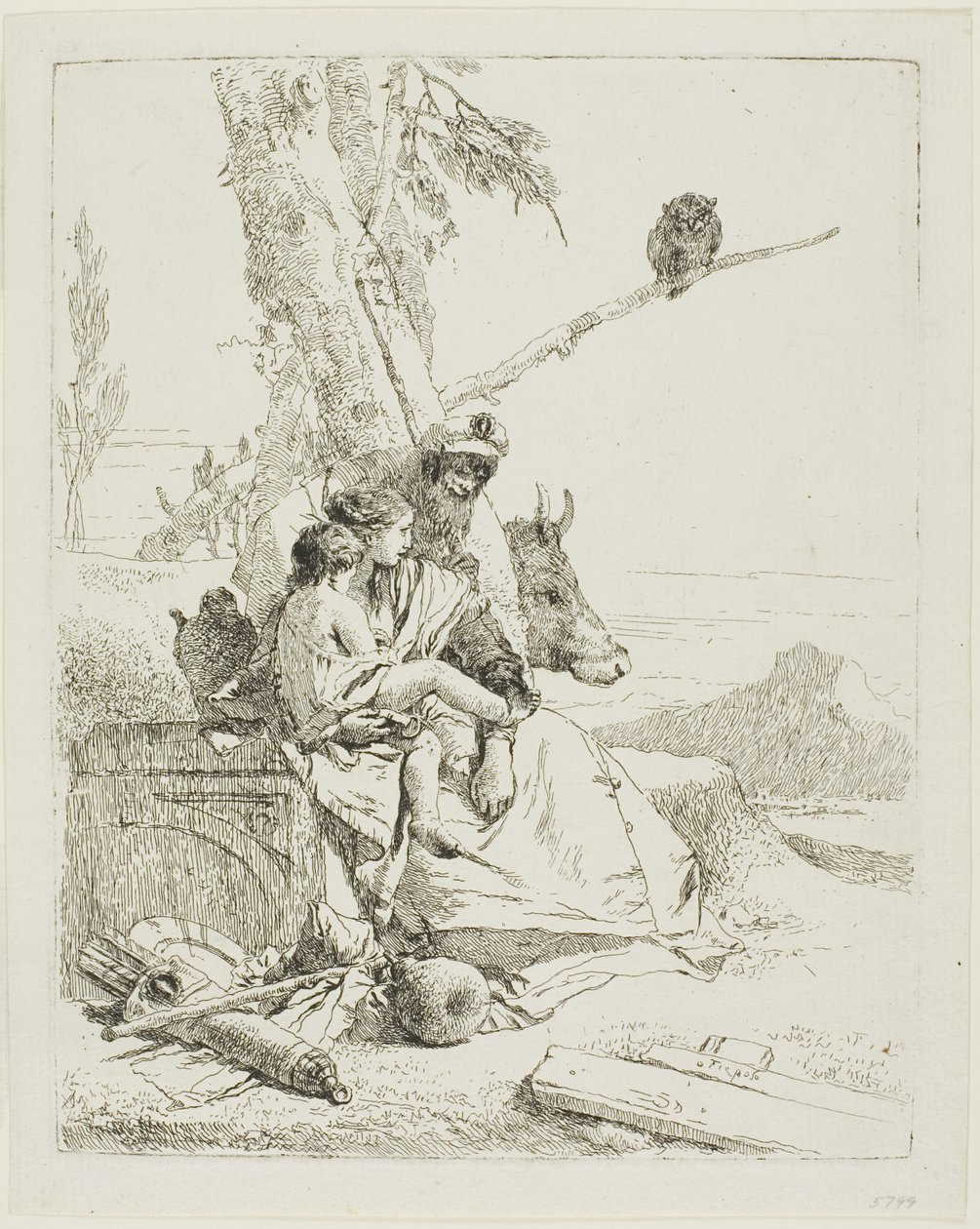 De Familie van de Oosterse Boer, uit Scherzi door Giambattista Tiepolo